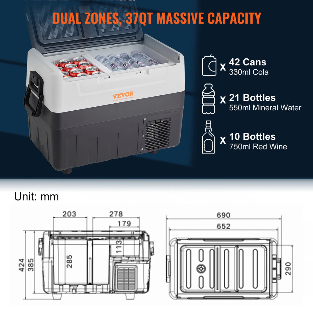 35L/45L/55L Portable Foldable Handle Car Refrigerator with Wheel Compressor Freezer