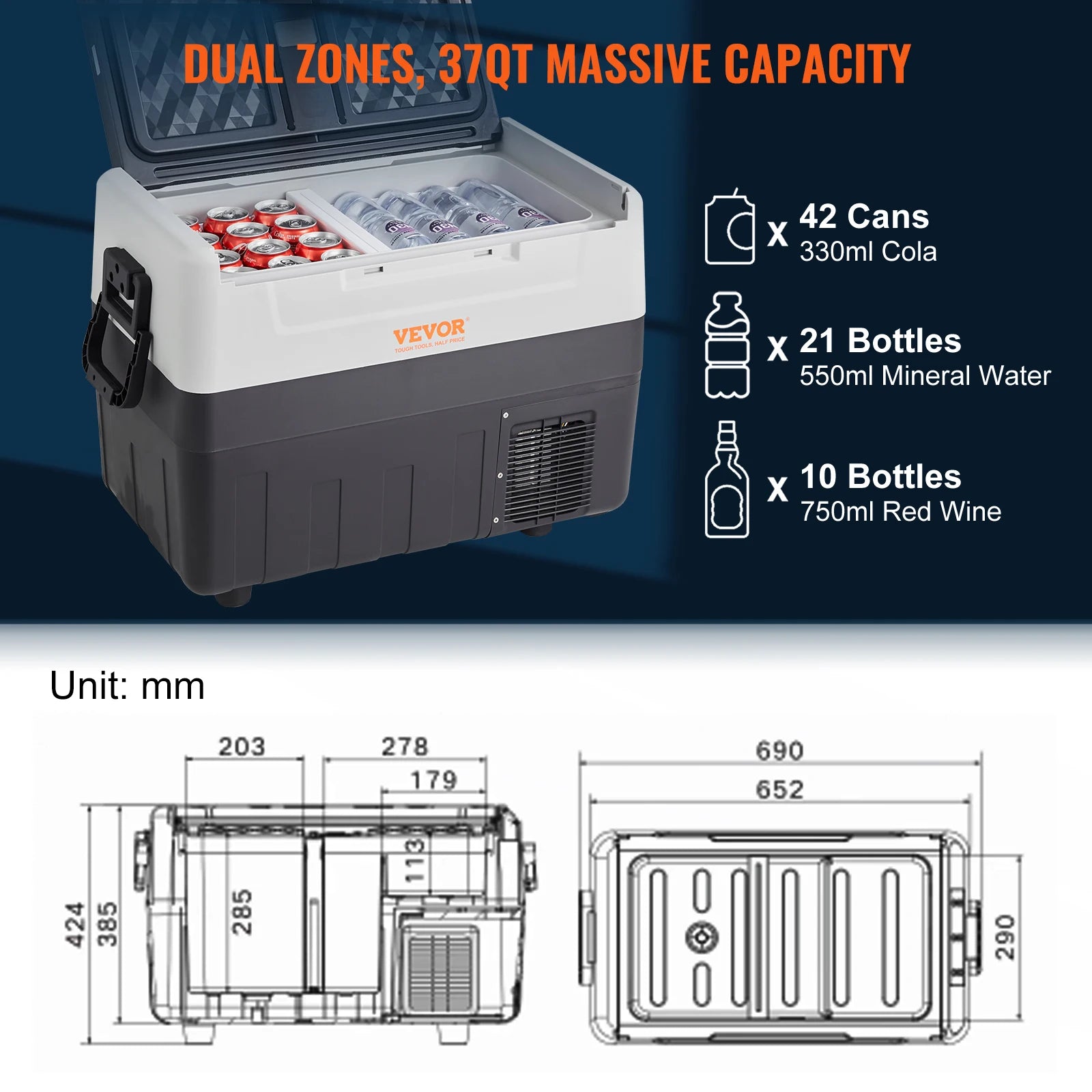 35L/45L/55L Portable Foldable Handle Car Refrigerator with Wheel Compressor Freezer