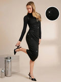 Women's Asymmetrical Ruched Mesh Knit Midi Dress with Gradient Print