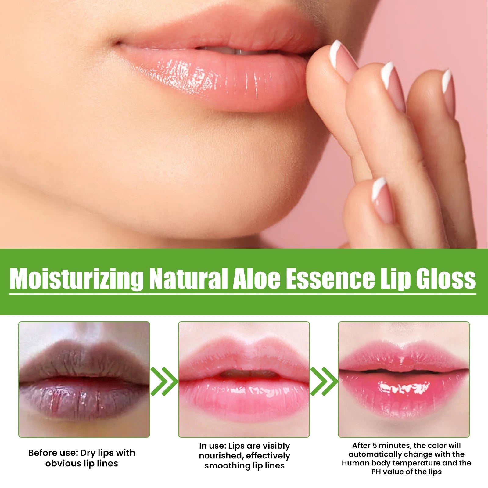 Lip gloss Moisturizing Natural Aloe Essence Lip Gloss Color Portable Waterproof Long Lasting Lips Care Lipstick