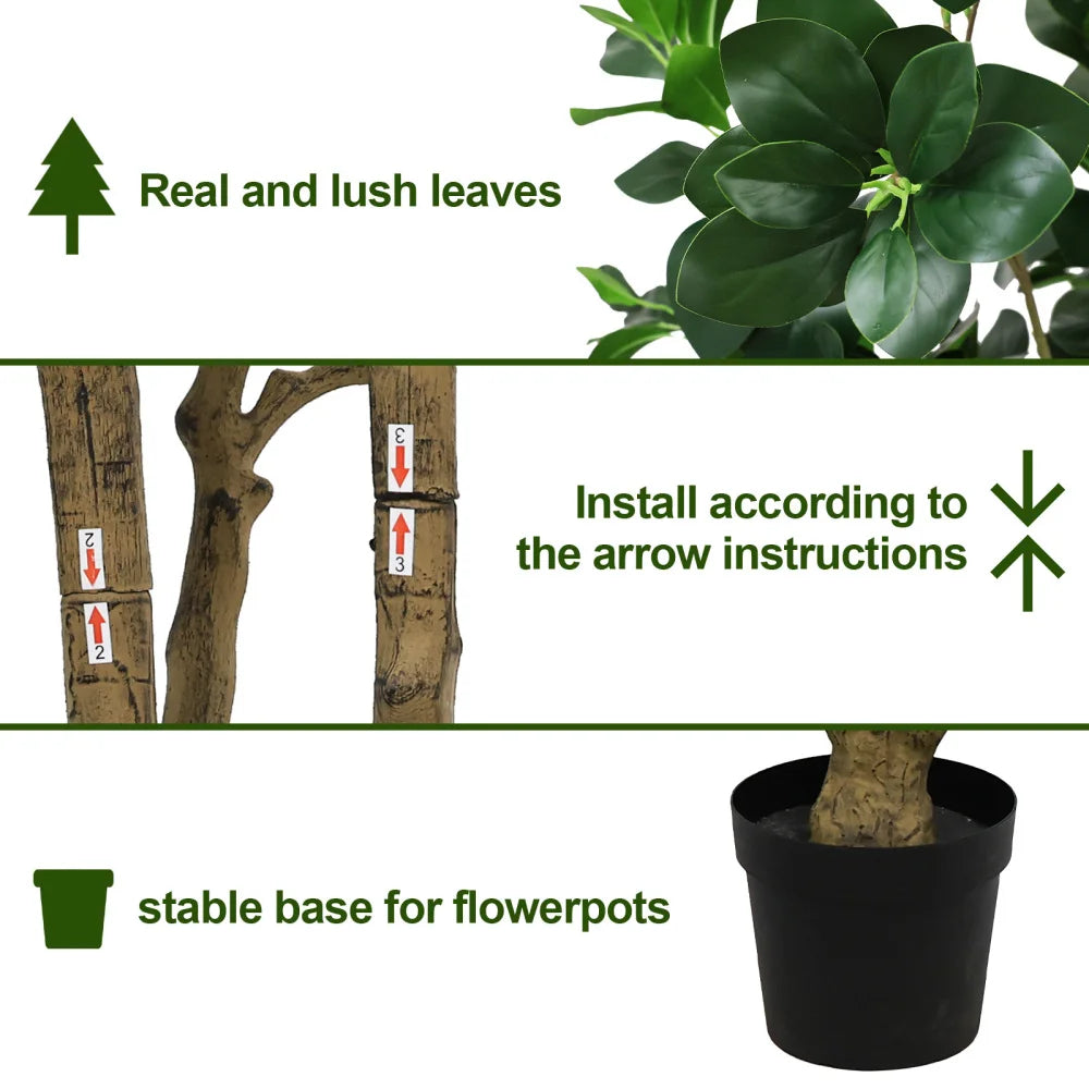 7.2FT  Artificial Silk Tree Large Faux Greenery Plant with Lifelike Leaves
