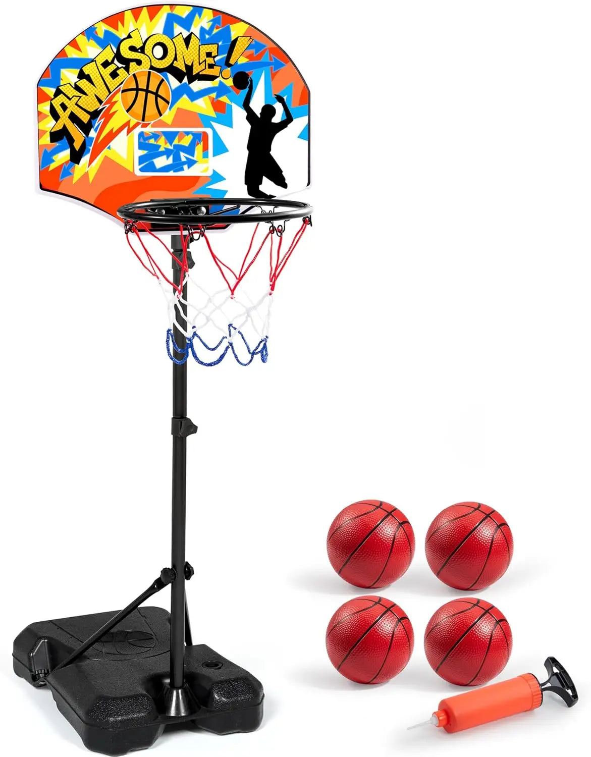 LED Scoring Arcade Basketball Game with 4 Balls Adjustable Height 44"-55"Basketball Stand Hoop Toys Gift for Ages 3-12