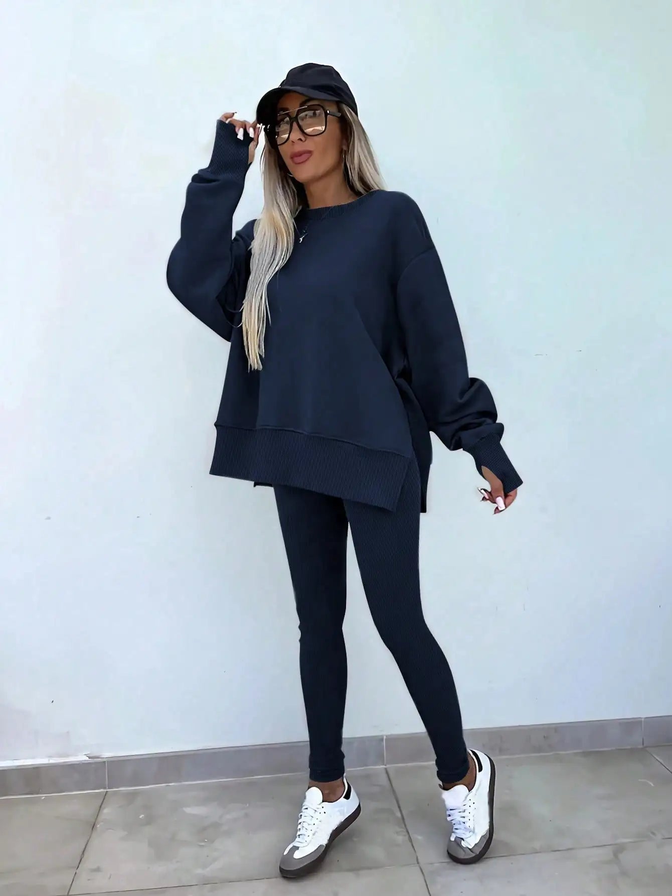 Women 2 Piece Set Casual Loose Sweatshirt And Skinny Pants Fall Outfit