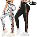 2 Pack Women's High Waisted Sexy Butt Lifting Seamless Solid Color Yoga Leggings Elastic And Breathable Fitness Sports Pants