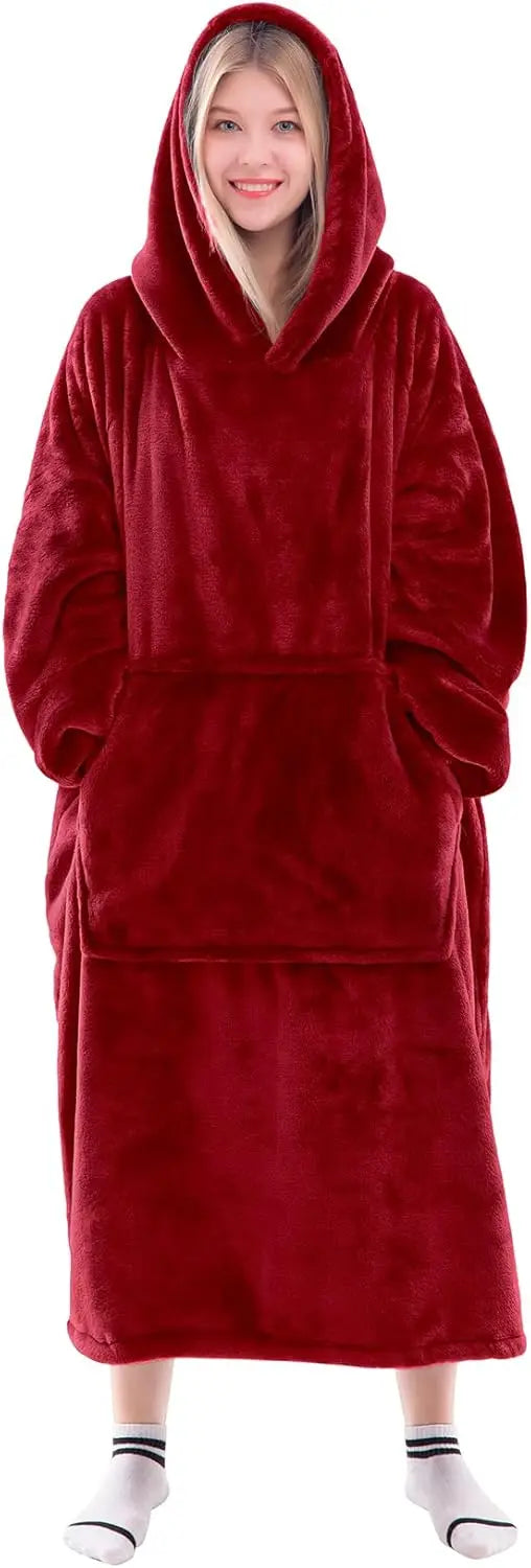Super Soft Blanket Hoodie with Sleeves – Oversized Sherpa Wearable Sweatshirt  Warm Loungewear with Giant Pocket
