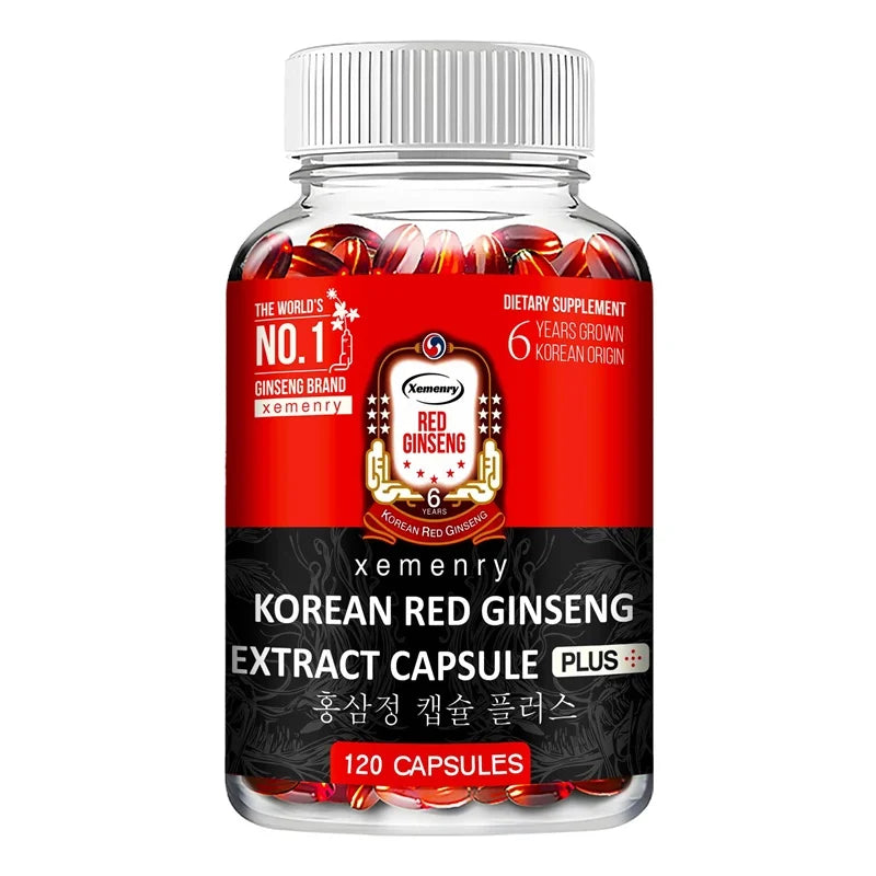 Korean Red Ginseng Supplement - Boosts Energy Production, Relieves Stress - 120pcs