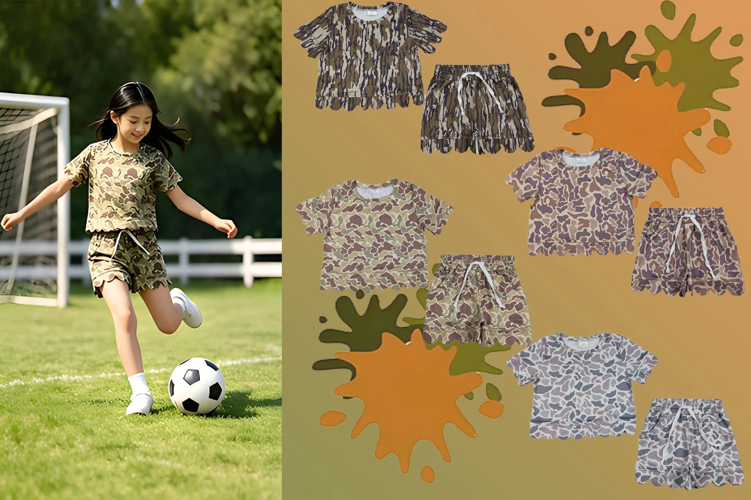 Sibling Baby Girls Short Sleeve Shirts Top Pockets Short Scallop Clothes Sets