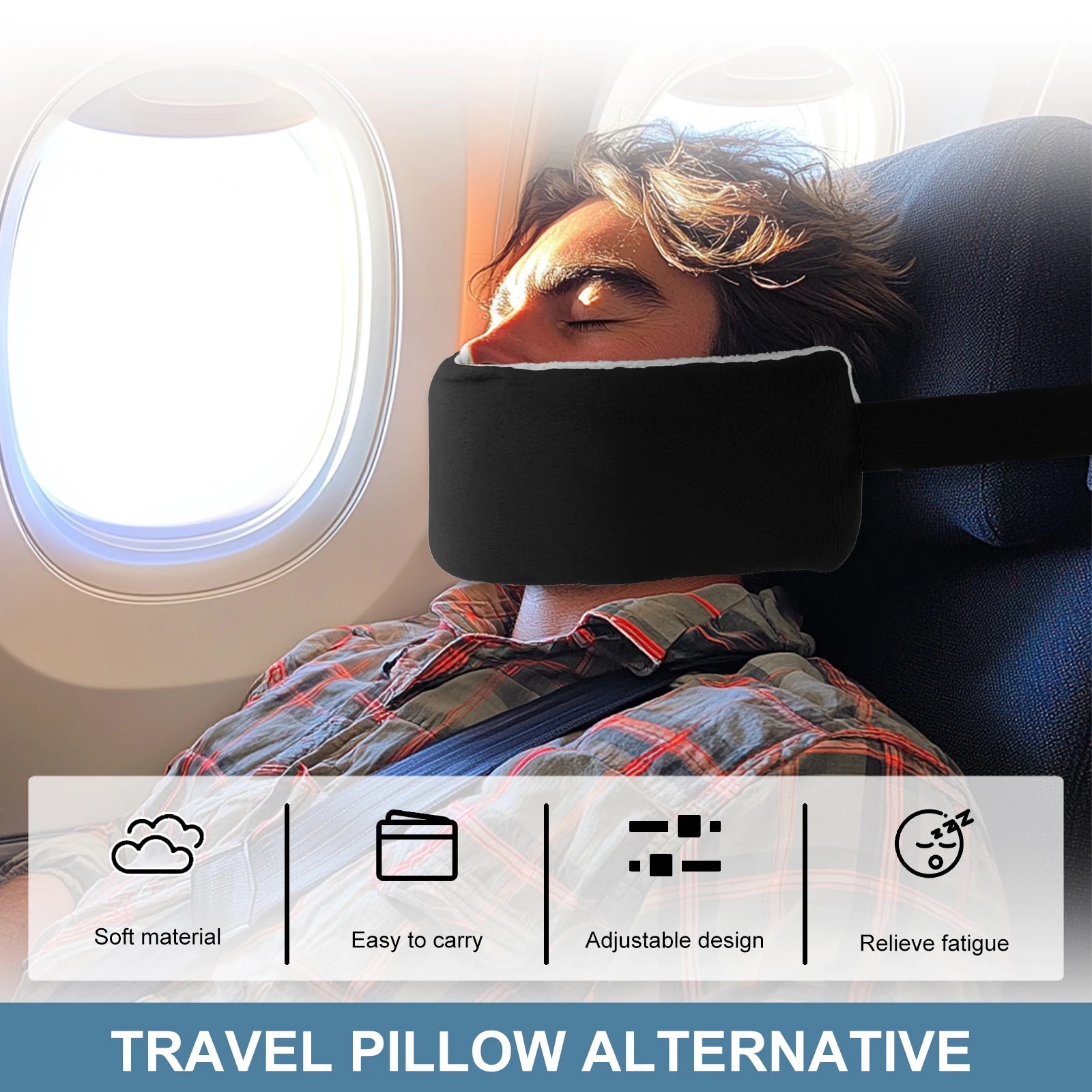 2Pcs Head Support Strap Adjustable Travel Pillow Airplanes Neck Support Band Portable Cars Seat Sleep Aid Head Fixed Strap