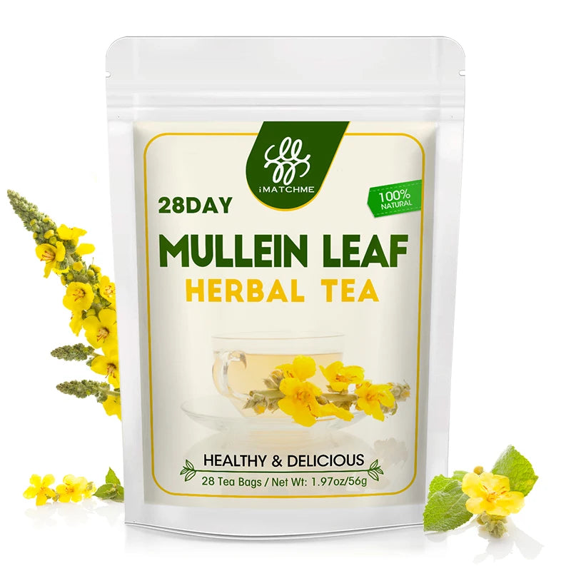 Mullein Leaf Tea, Mullein Tea Bags for Lung Cleanse, Respiratory Support, Herbal Tea Caffeine Free, Non-GMO