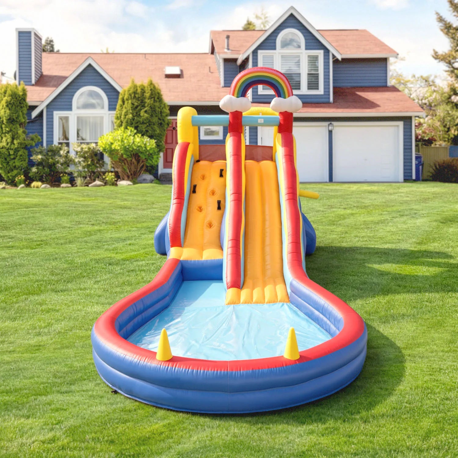 Commerci 6.1m  Inflatable Bounce House Water Slide With 680W Blower for Kids and Adults Children's Playground
