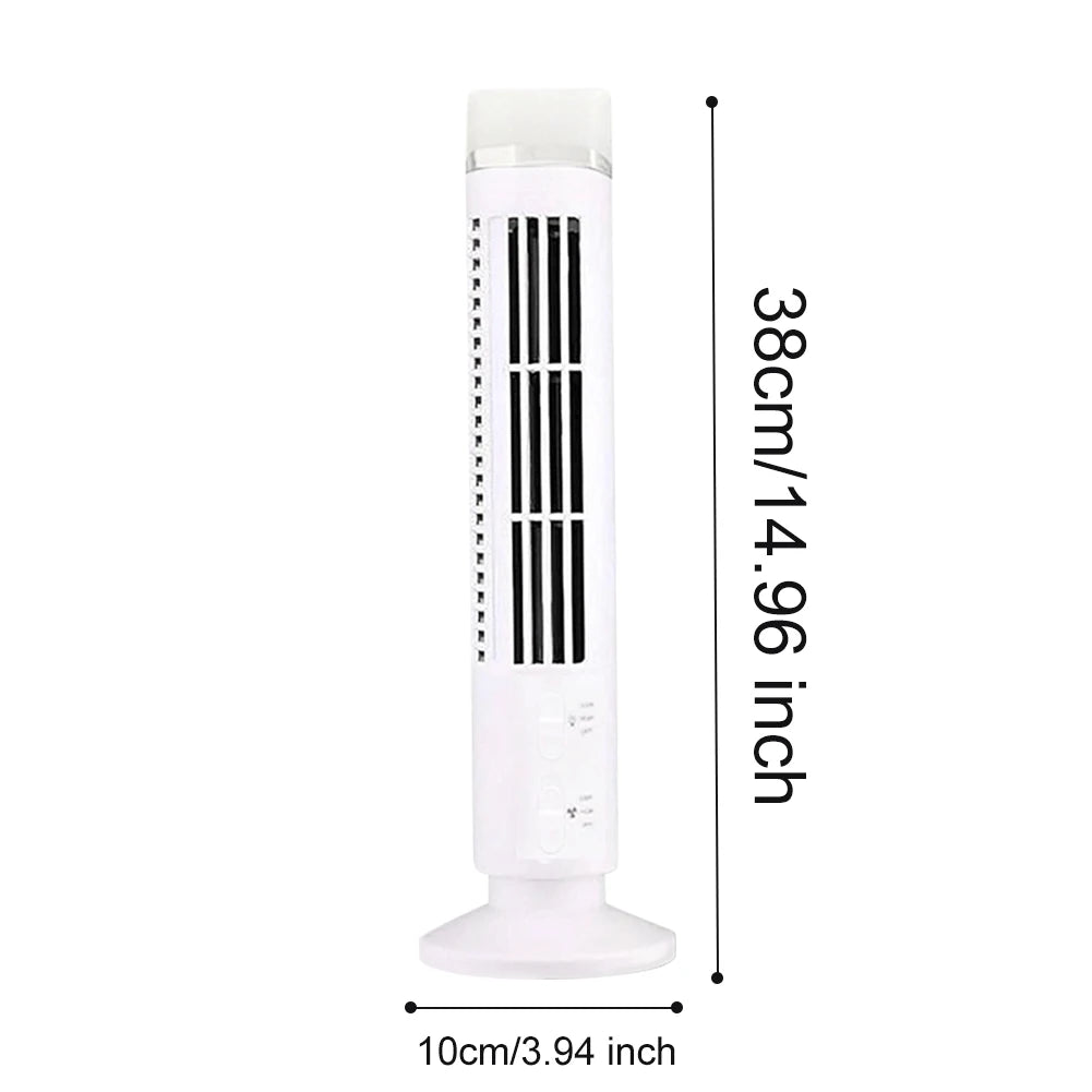LED Tower Fan Bladeless Tower Fan 90 Degree Oscillating Quiet Portable USB Electric Desk Fan