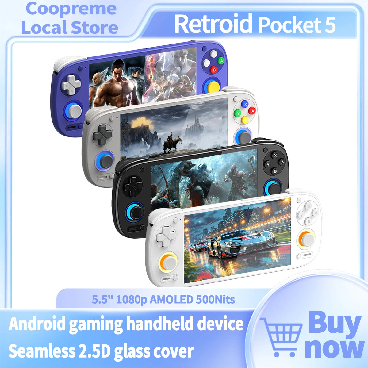 Handheld Game Console 5.5'' Screen Android13 Joystick Lighting Effect Active Cooling Video Games