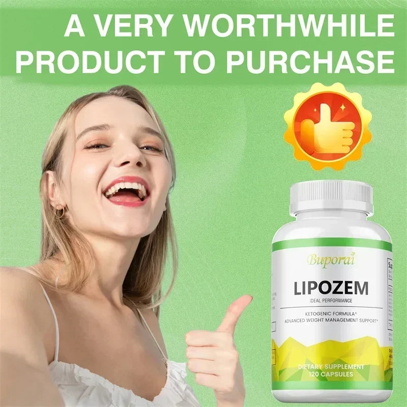 Natural Lipozem - Appetite Suppressant, Fat Burner,Relieves Bloating and Constipation, Improves Metabolism - 120 Capsules