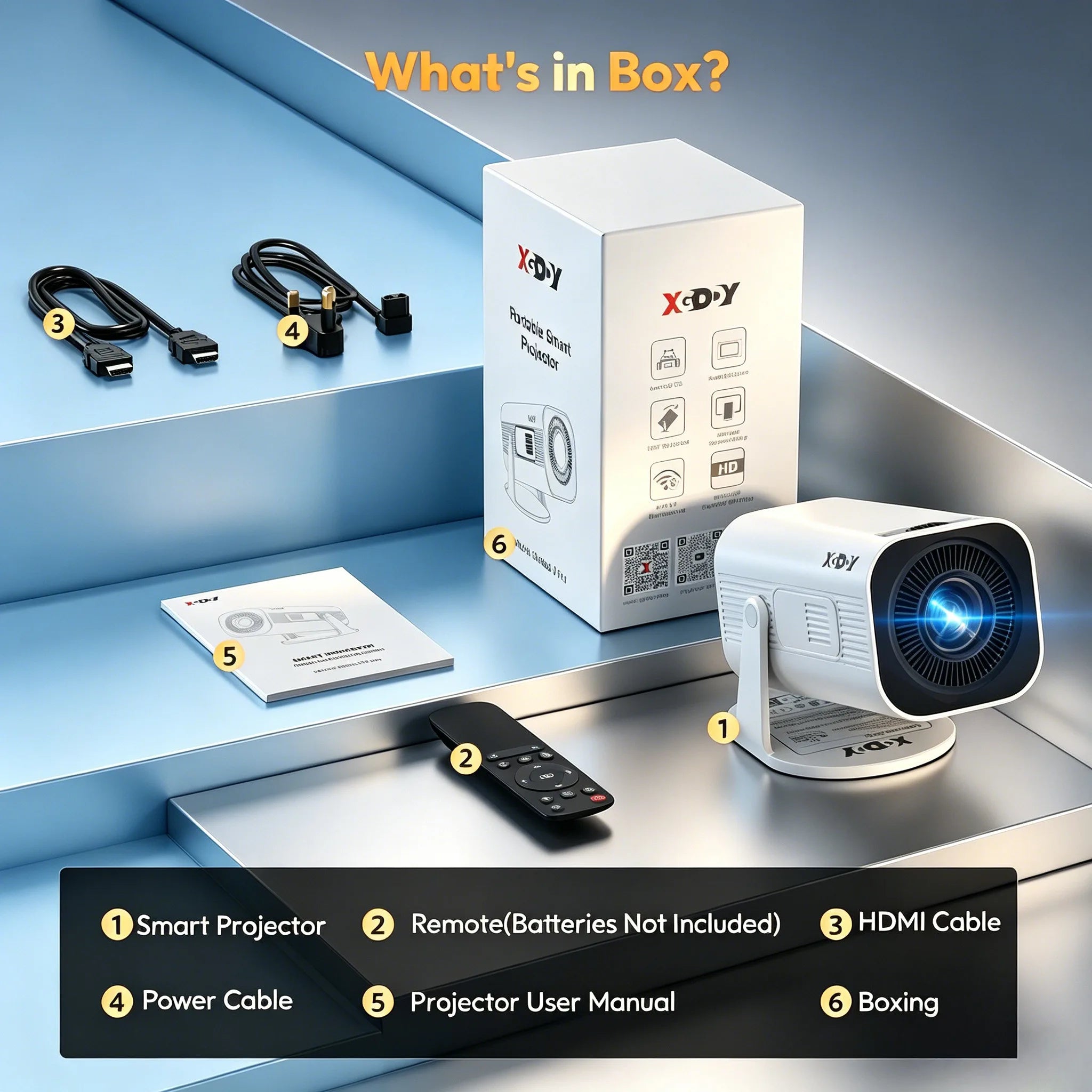 LED Projector with 12000 Lumen Brightness, WiFi 6 Bluetooth 5.0 Portable Home Theater System
