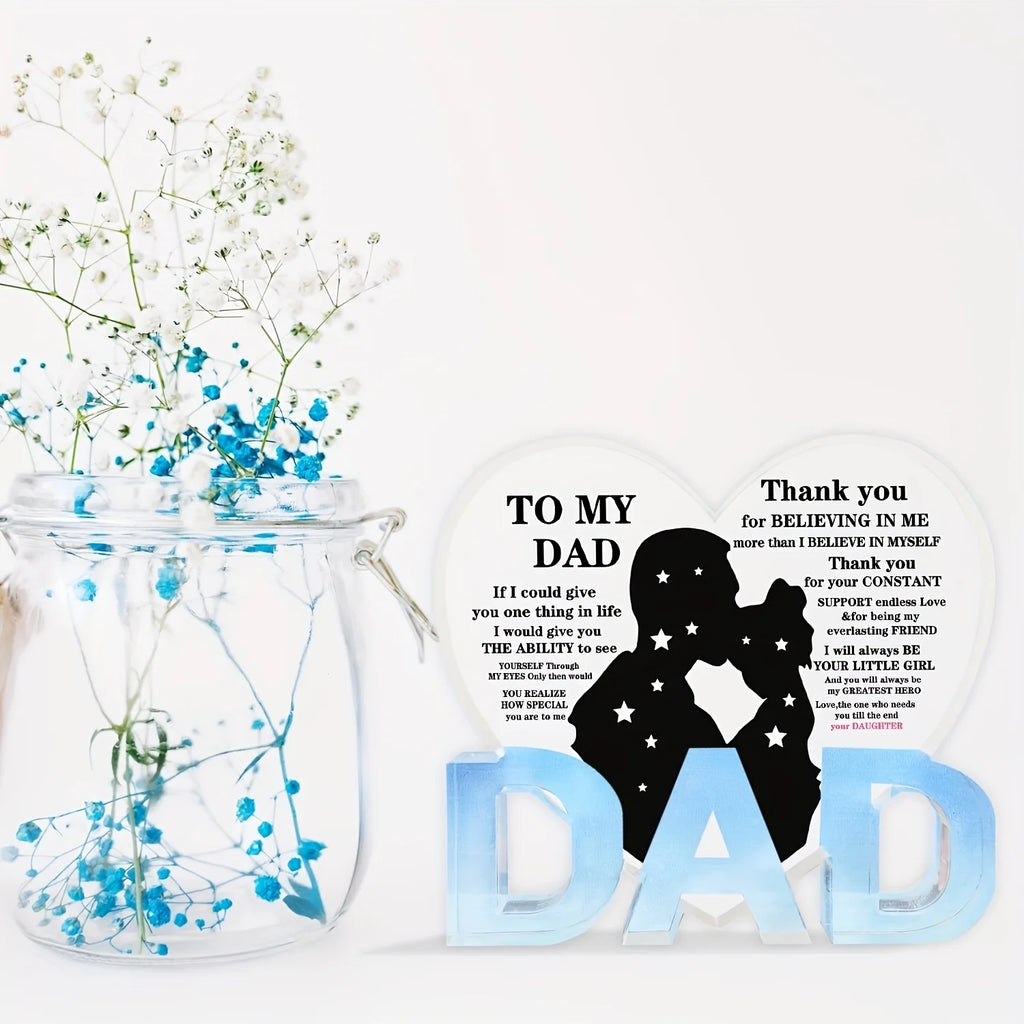 Dad Gifts from Daughter, Thank You Dad Gifts Acrylic Heart Plaque Gifts
