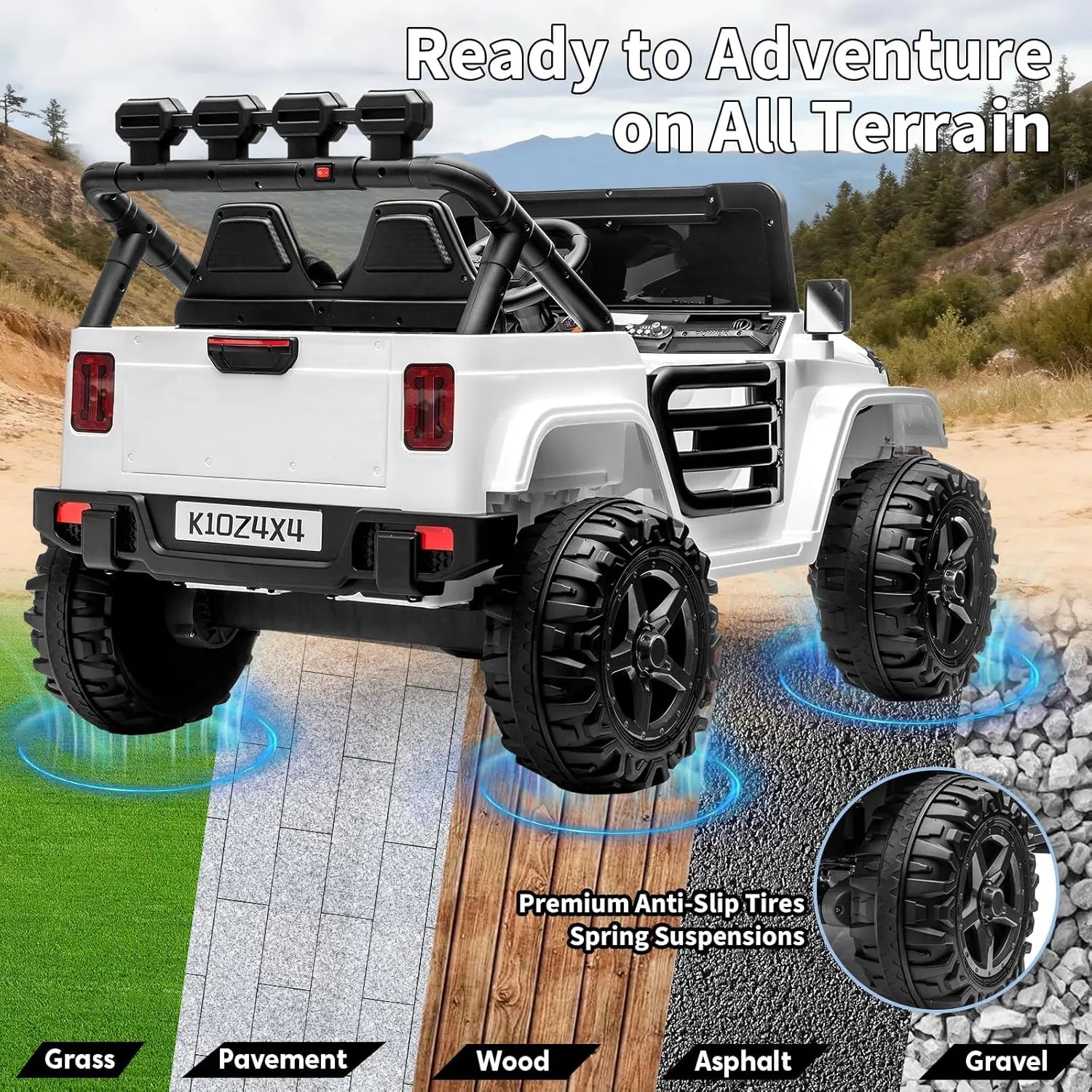 2 Seater , 24V Electric Toys w/Remote Control,4 Powerful Motors, 4WD/2WD, 3 Speeds, Led Lights, Bluetooth,