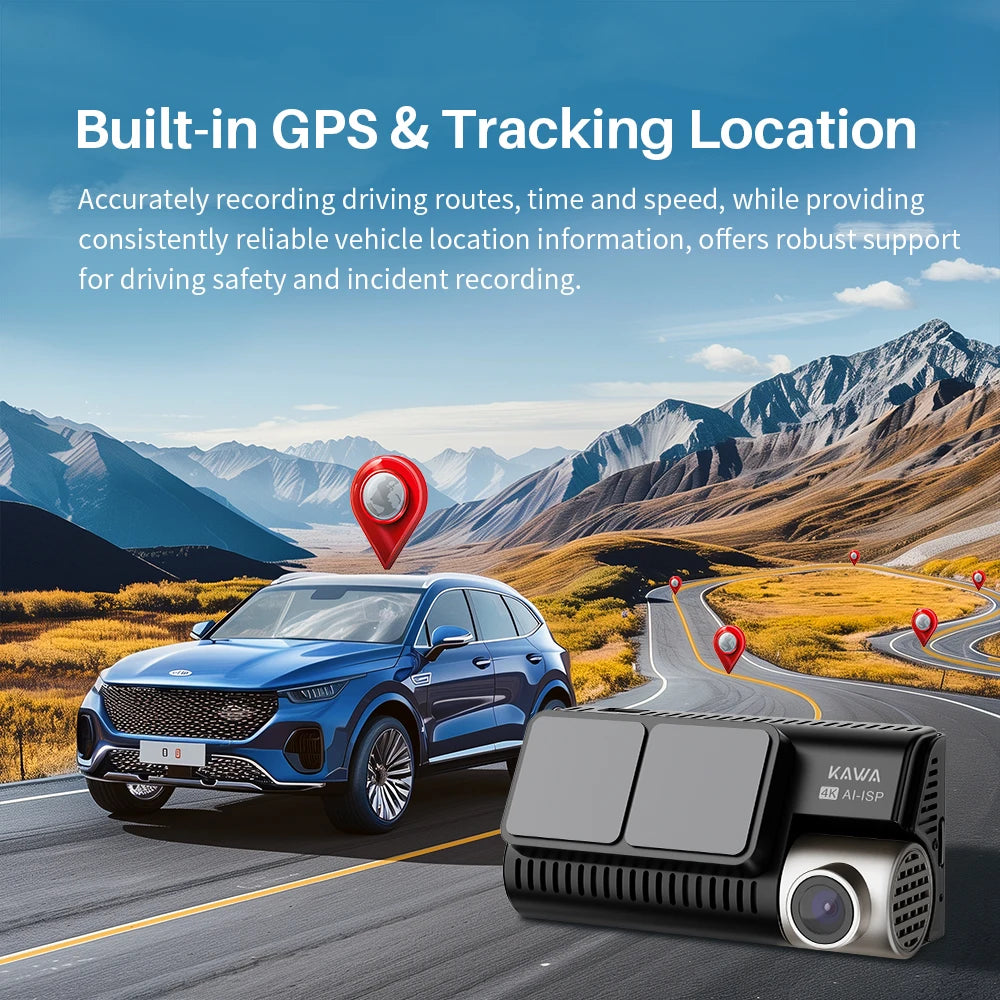 Front and Rear Dash Cam 4K WiFi Car GPS Video Recorder AI-ISP Color Night Vision Motion, Sony Starvis Dashcam