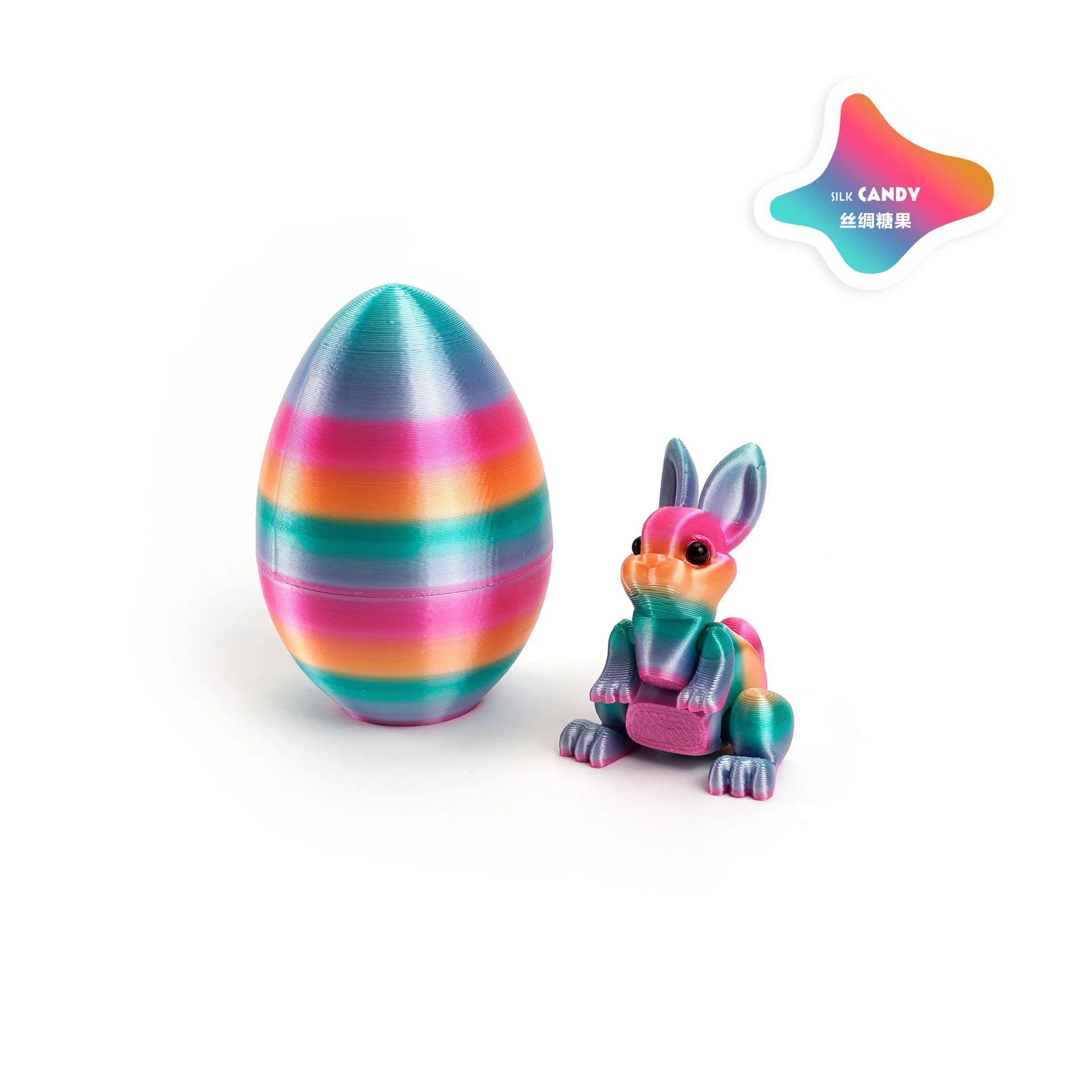 3D Printed Rabbit Eggs Ornament Animal Model Easter Rabbit Home Desktop Ornament Happy Easter Gift for Kids