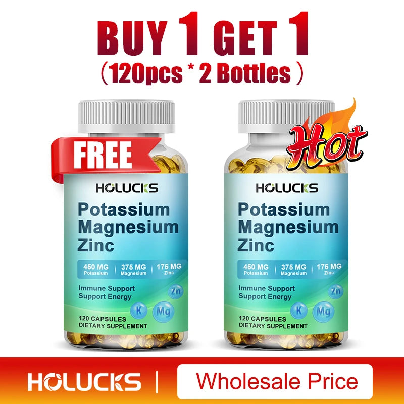 Potassium Magnesium Supplement 1000mg, Relieve Leg Cramps, Improve Muscle, Bone and Heart Health, Regulate Sleep