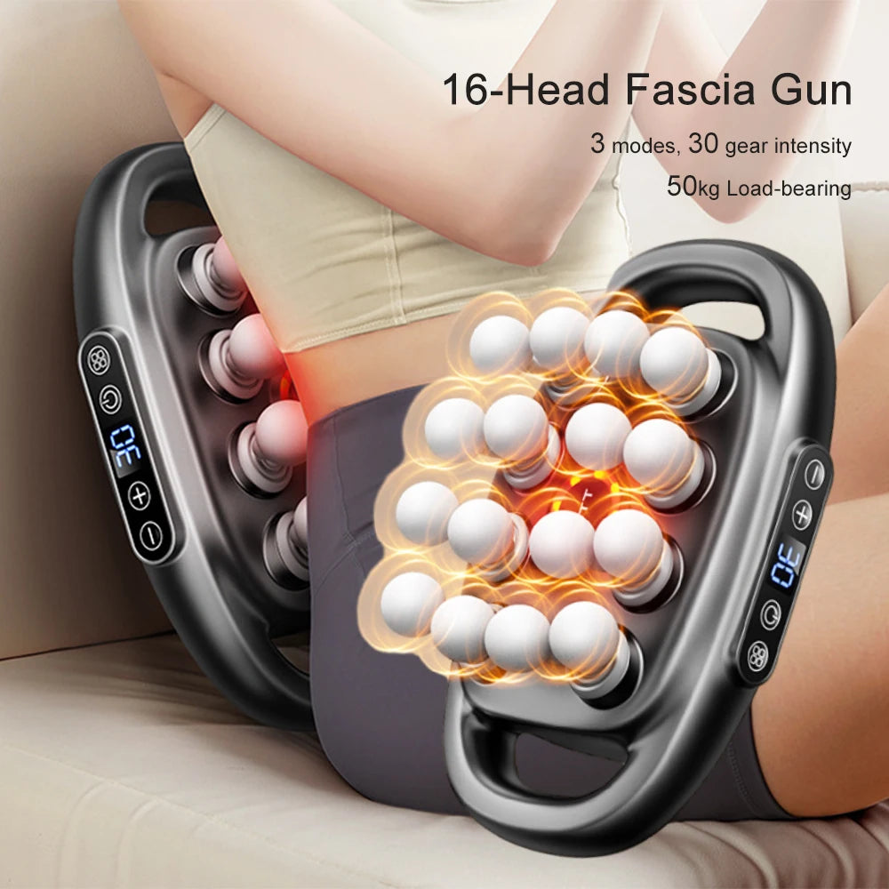 16-Head Fascia Gun High-Frequency Vibration Body Massage Gun Back