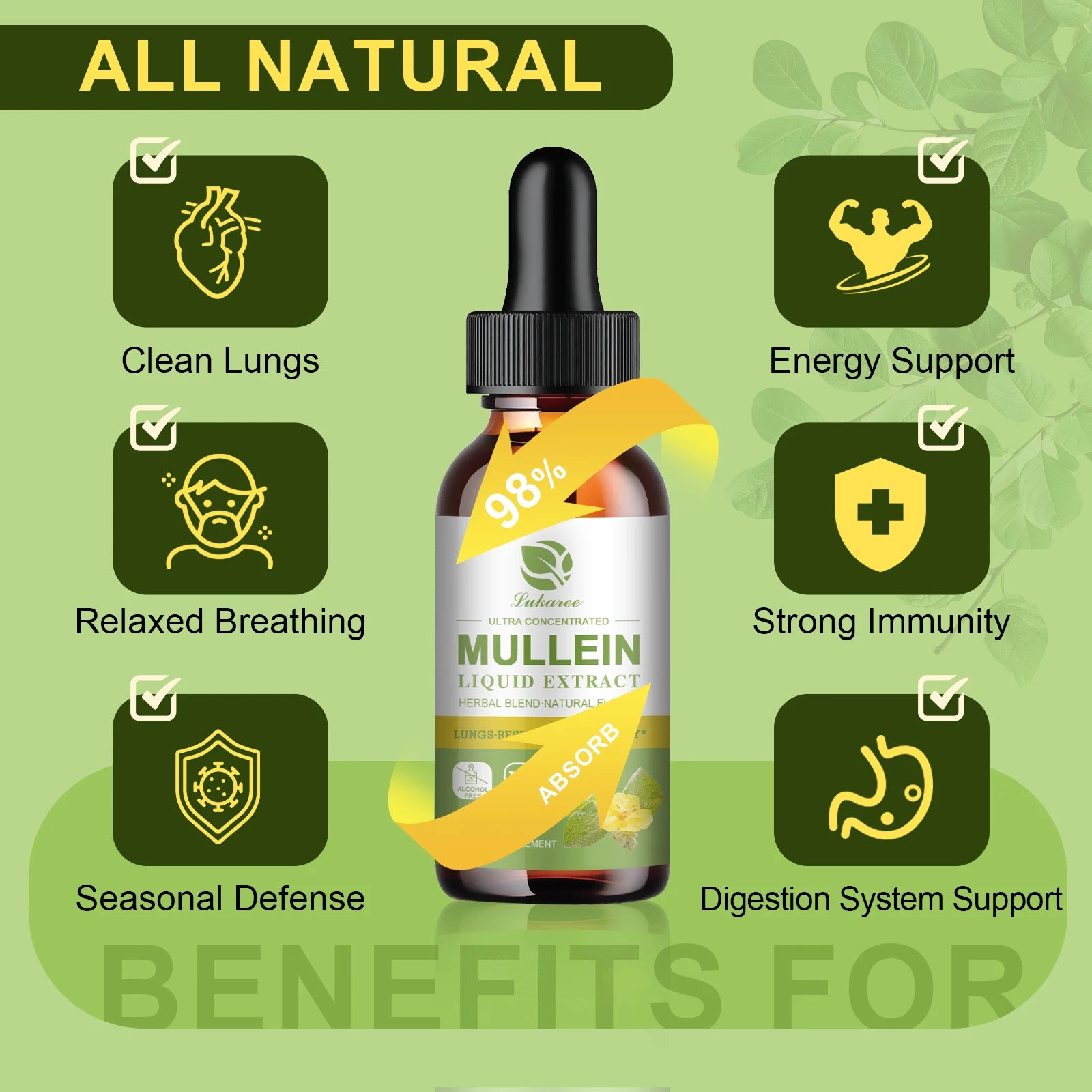 Mullein Drops Suitable For Lung, Lung Detoxification And Cleansing, Vegetarian