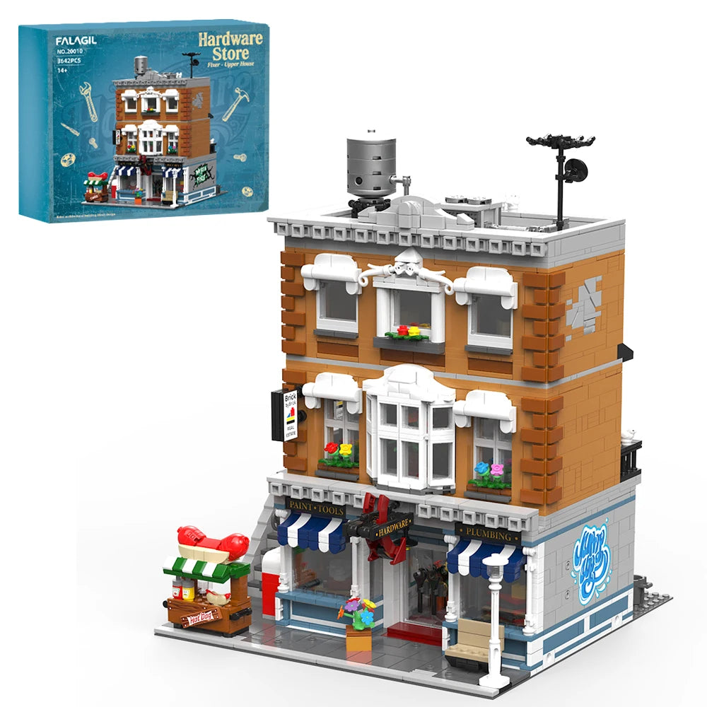 Hardware Store 7 Figures House Modular Buildings Blocks City View Architecture Brick Model 3642PCS
