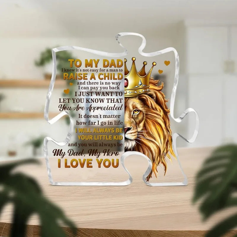 Personalized Dad Keepsake: Puzzle Acrylic Sign (Daughter/Son)