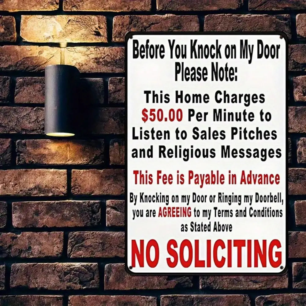 1PC "No Soliciting" Humorous Tin Sign - Life Philosophy Design For Doorway & Office Decor, Satirical Gift