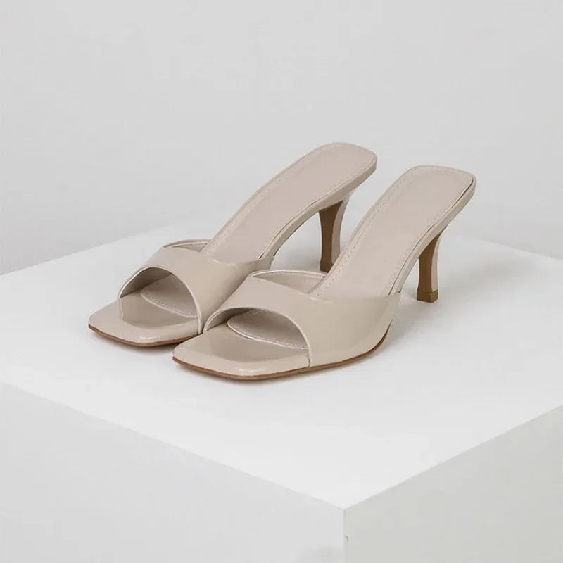 Women High Heel Sandals Summer New Fashion Square Toe Open Toe