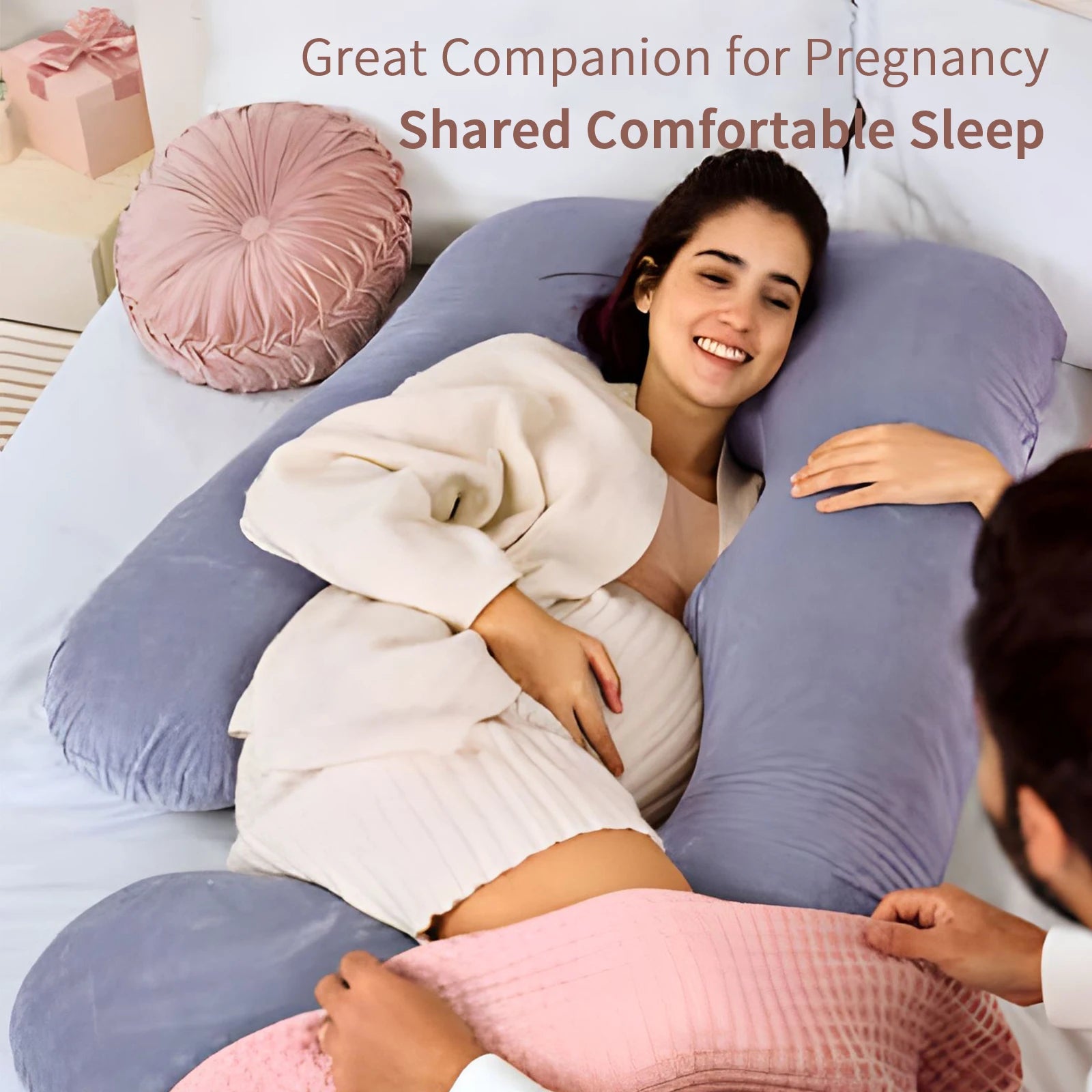 Pregnancy Pillows for Sleeping, G Shaped Full Body Maternity Pillow with Removable Cover