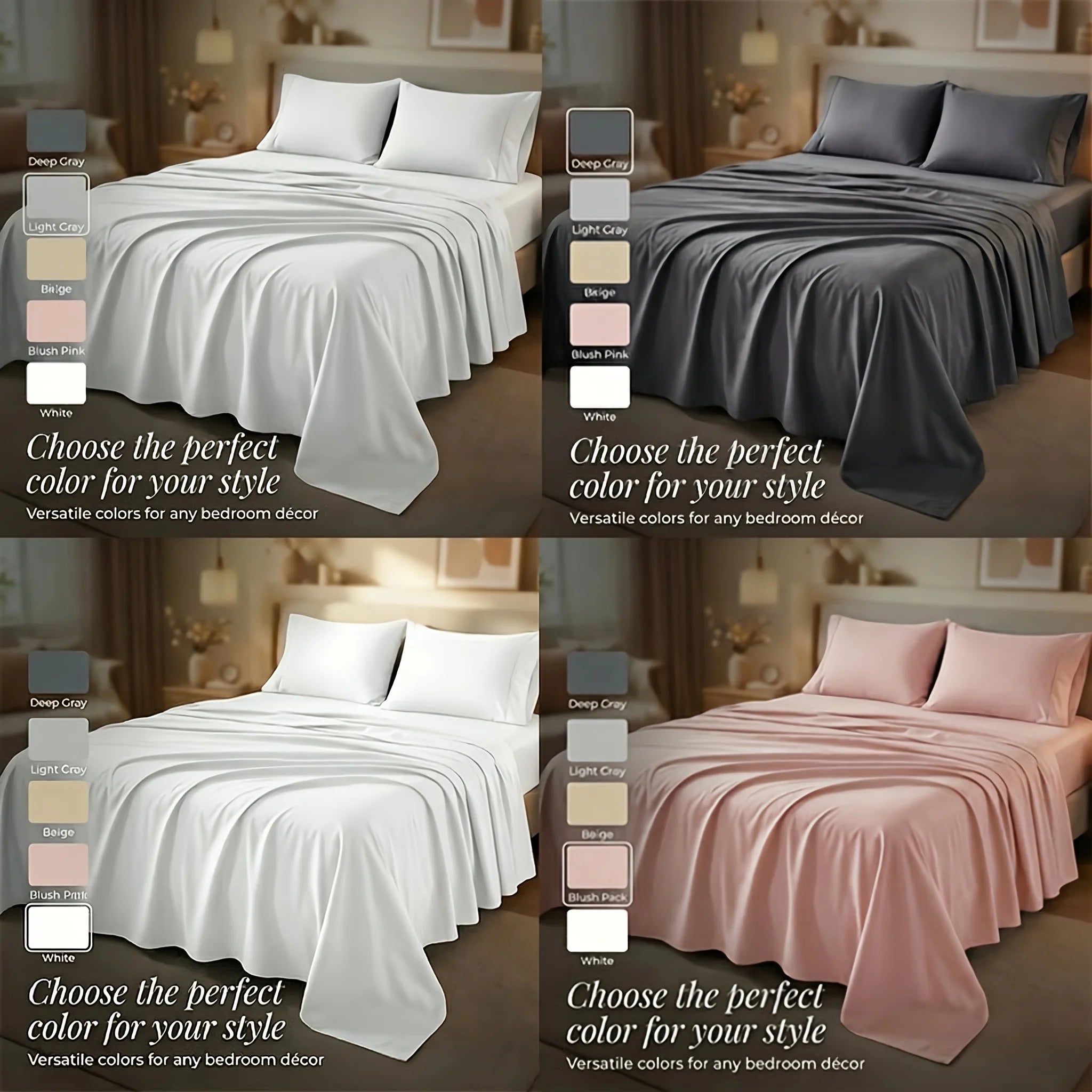 Cooling Bamboo Bed Sheets Set for Twin, Full, Queen, King and California King Size Bed - 18 Inch Deep Pocket