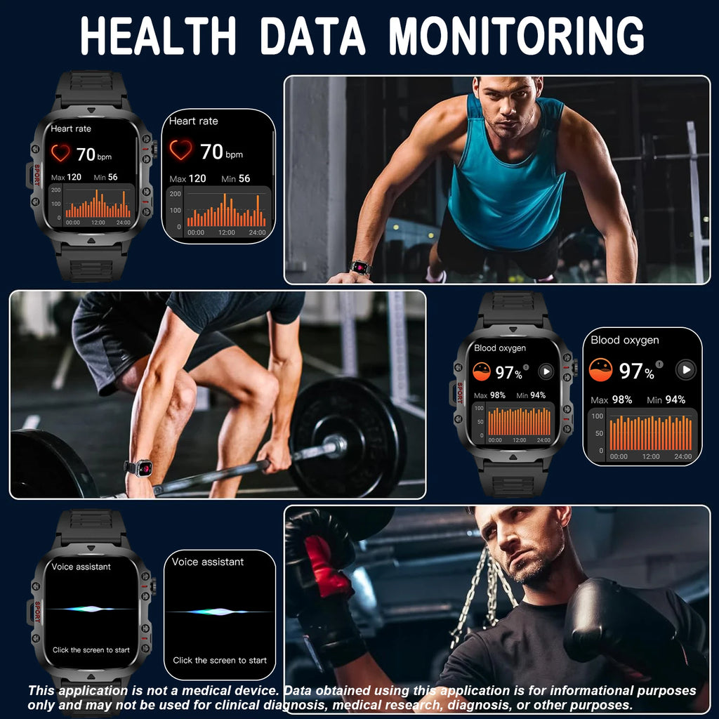 AI Voice Assistant Smart Watch, 1.96'' HD Screen Activity Trackers with 100+Sports/ Bluetooth Call/ SMS Alerts/ Flashlight