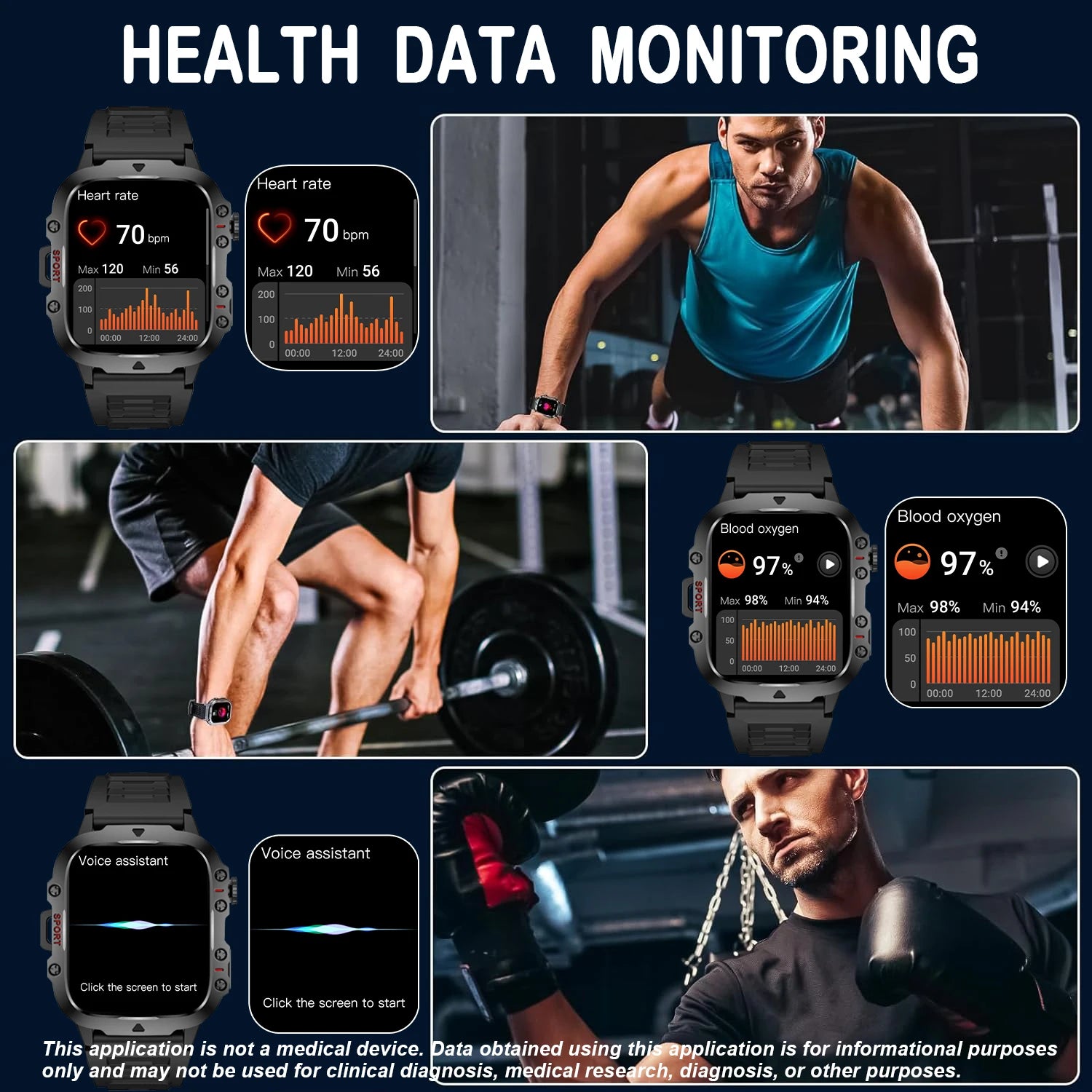 AI Voice Assistant Smart Watch, 1.96'' HD Screen Activity Trackers with 100+Sports/ Bluetooth Call/ SMS Alerts/ Flashlight