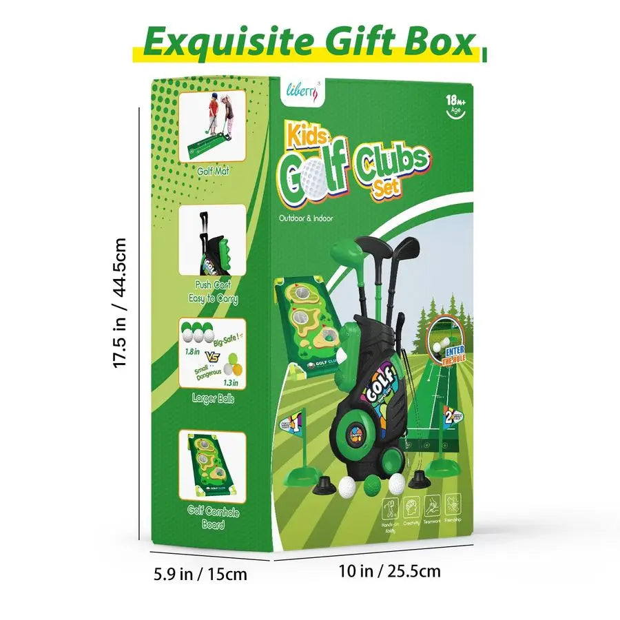 Golf Set Kids Golf Cart with Putting Mat amp Cornhole Board, Outdoor Indoor Sports Toys Birth