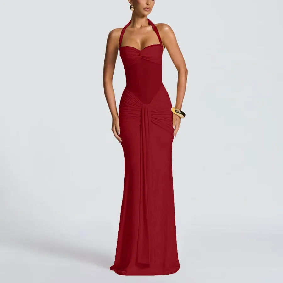 Europe and America 2026 new women's clothing temperament pleated streamer evening dress