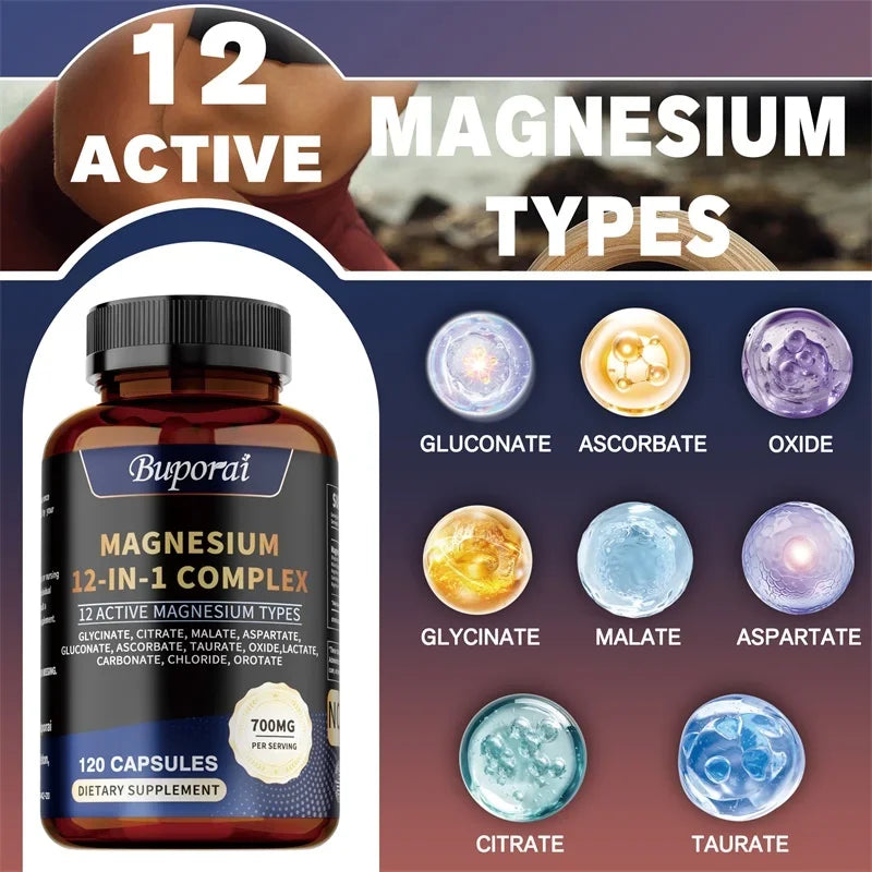 Magnesium Complex Capsules - Bone & Heart, Glycine, Citrate, Malate, Aspartate, Gluconate, Ascorbate, Taurine
