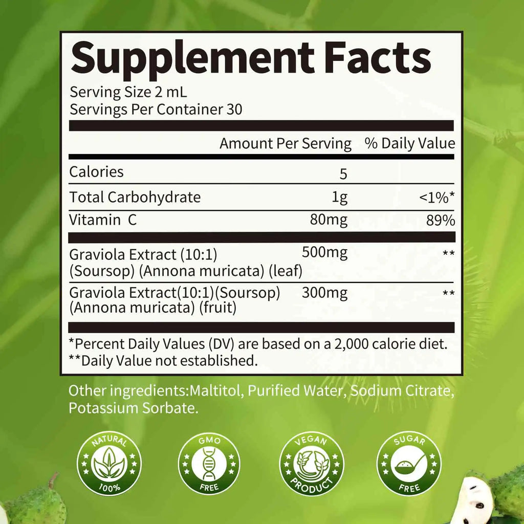 Soursop Graviola Liquid Drop for Cell Support & Regeneration, Immune System and Gut Health Support, Soursop Bitters Liquid