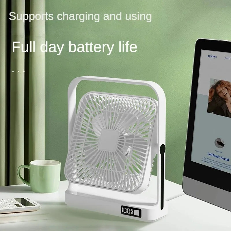 New desktop wall mounted fan, 3600mAh USB ultra long endurance rechargeable battery