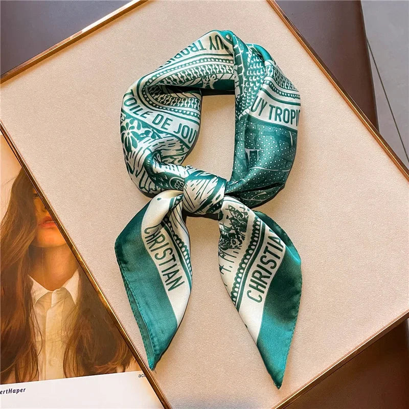 Soft Satin Hair Scarves Fashion Square Printed Headscarf