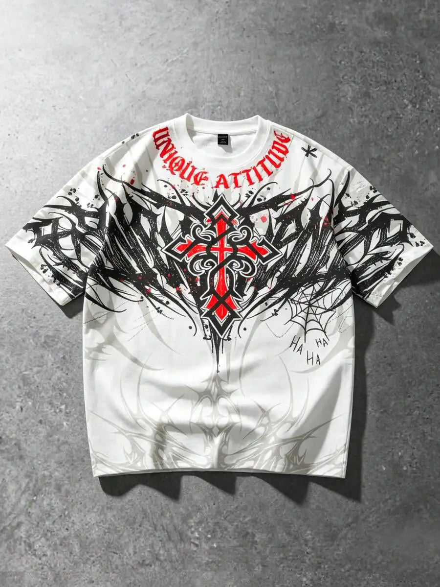 2026 Men's Casual Fashionable Printed T-Shirt, Round Neck Short Sleeve Top, Spring/Summer New Arrival