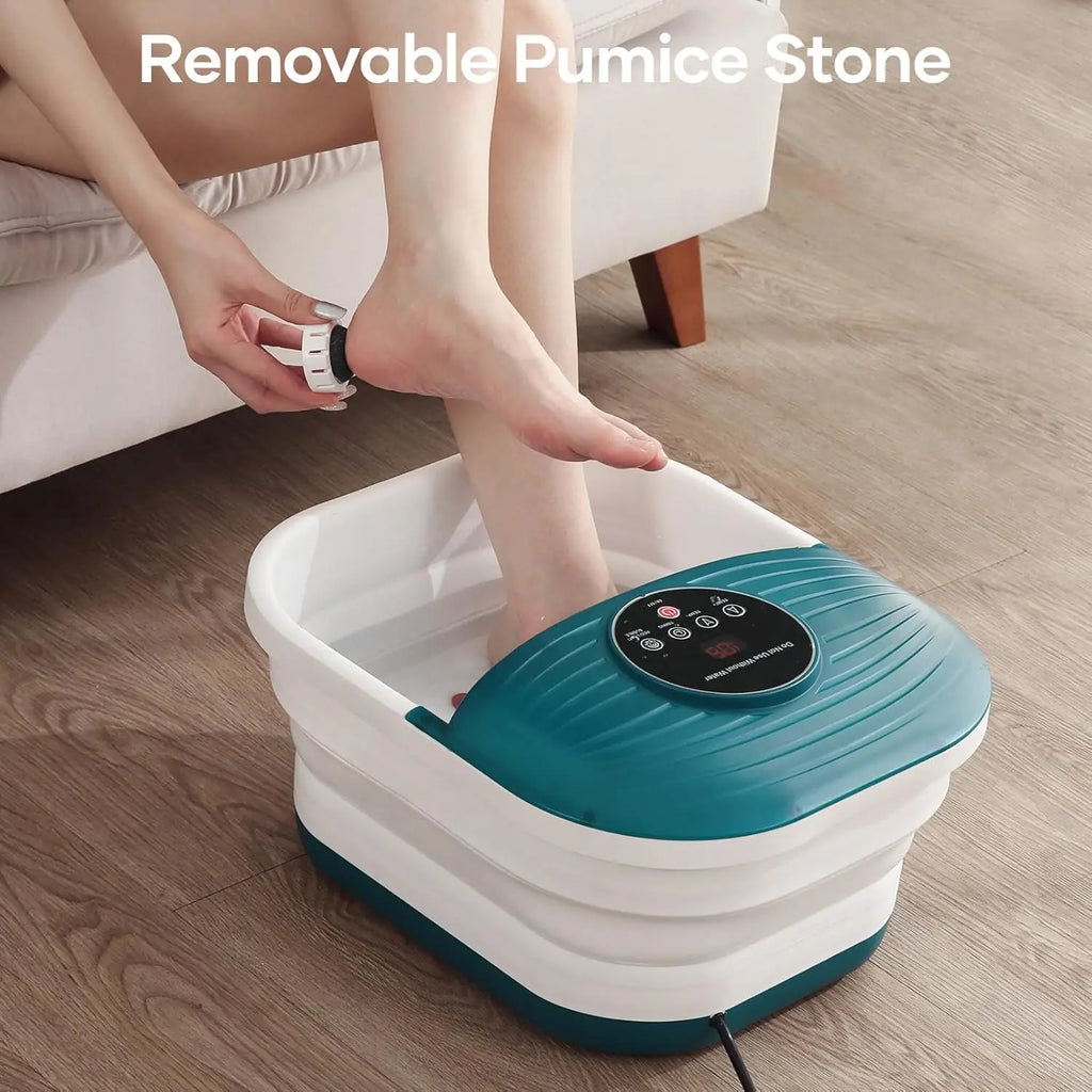Collapsible Heated Foot Spa with Bubble Massage, Adjustable Temperature & Timer