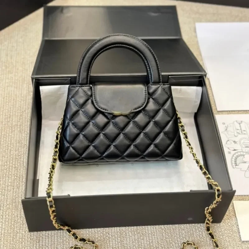 Veal k Leather Designer  Shoulder Bag Leather Ribbed Gold Hardware Metal Turn Lock