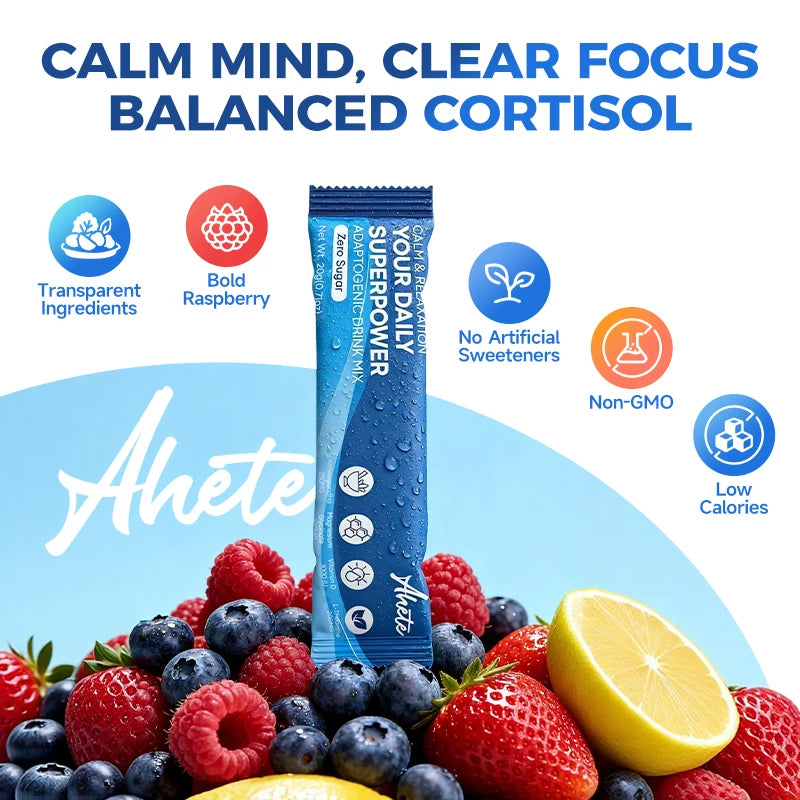 Drink Mix Powder with Ashwagandha, Magnesium, L-Theanine - Stress Relief, Calm Focus, Sleep Support,Sugar-FREE