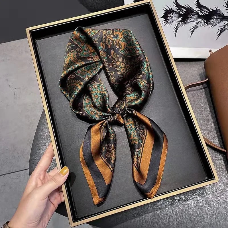 Soft Satin Hair Scarves Fashion Square Printed Headscarf