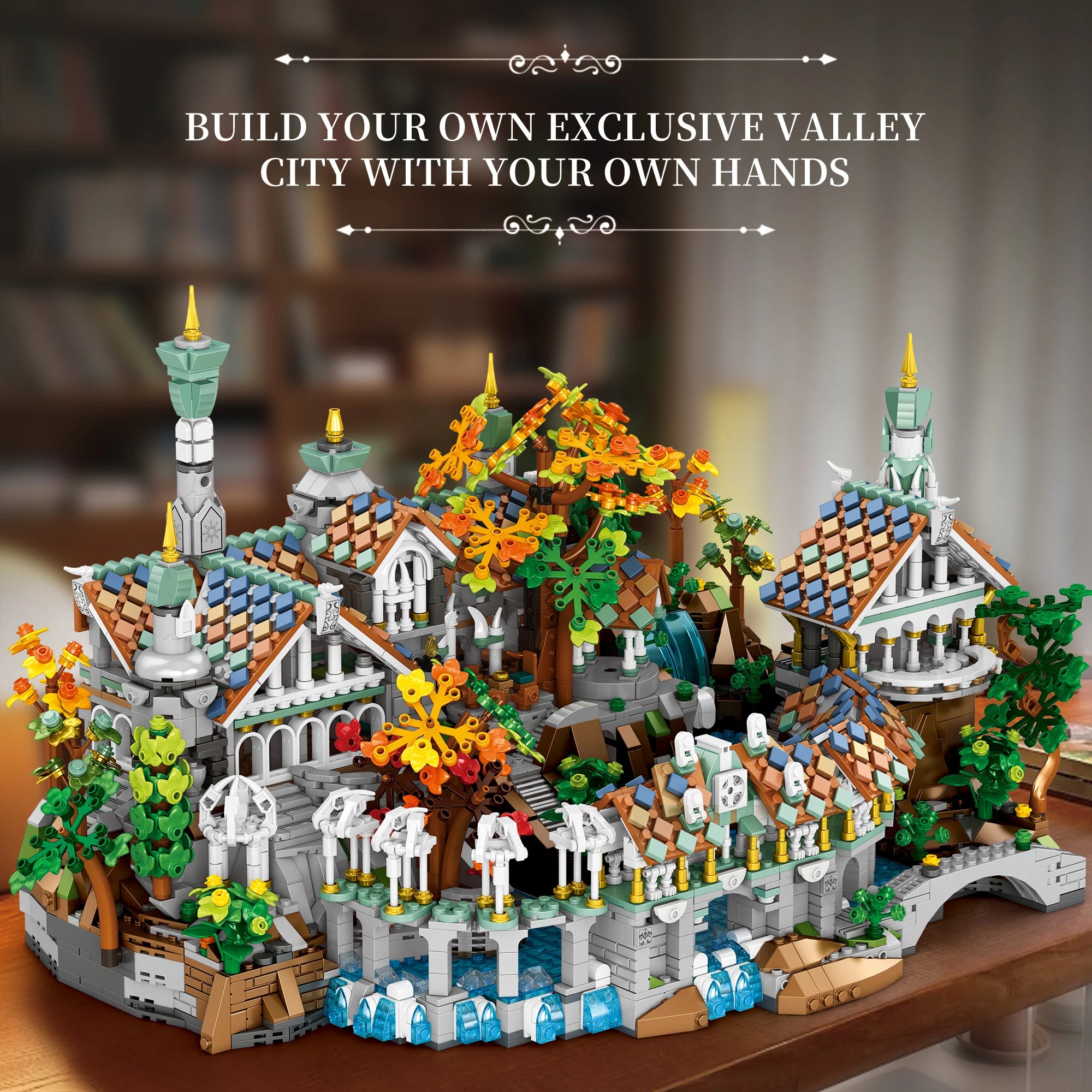 4406PCS MOC Movie Rings Rivendell Medieval Castle Building Blocks Street View Modular Architecture Model