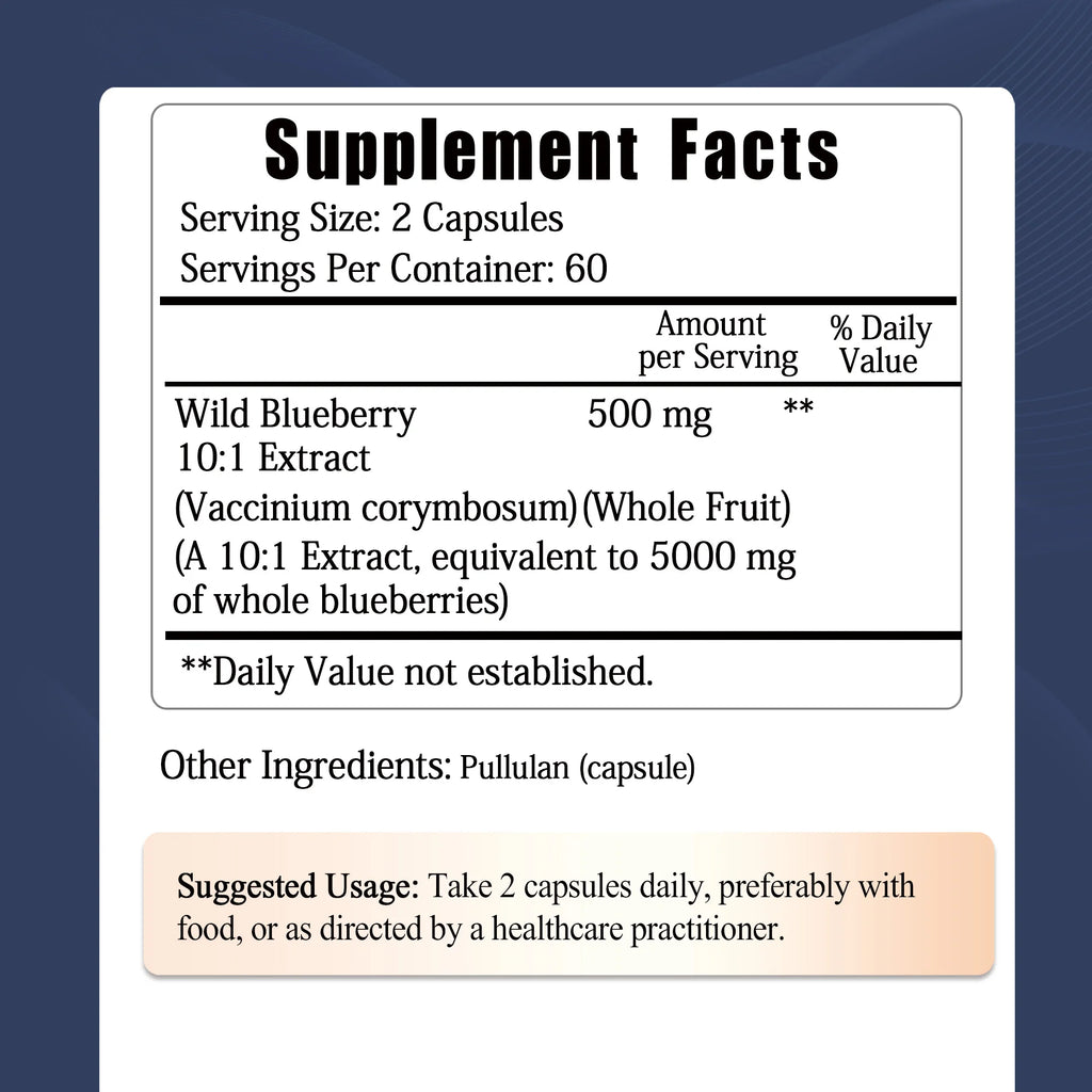 Wild Blueberry Capsules - Eyesight Improvement Eye Dry Fatigue Relief Myopia - 120 Capsules