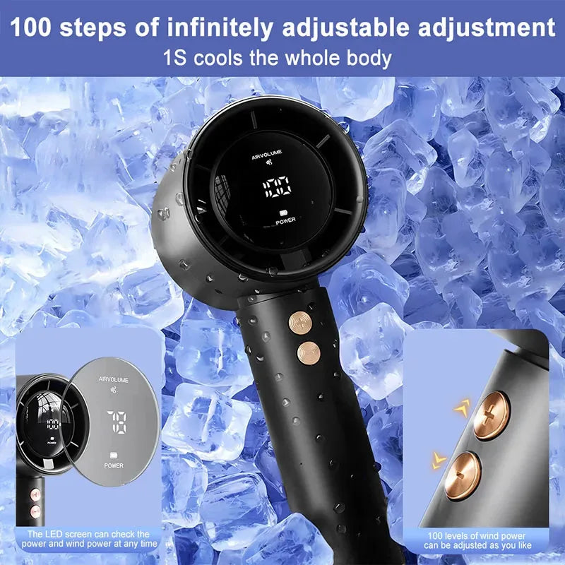 Portable Handheld Turbo Fan Mini 100 Speed Adjustment High Speed Air Cooler