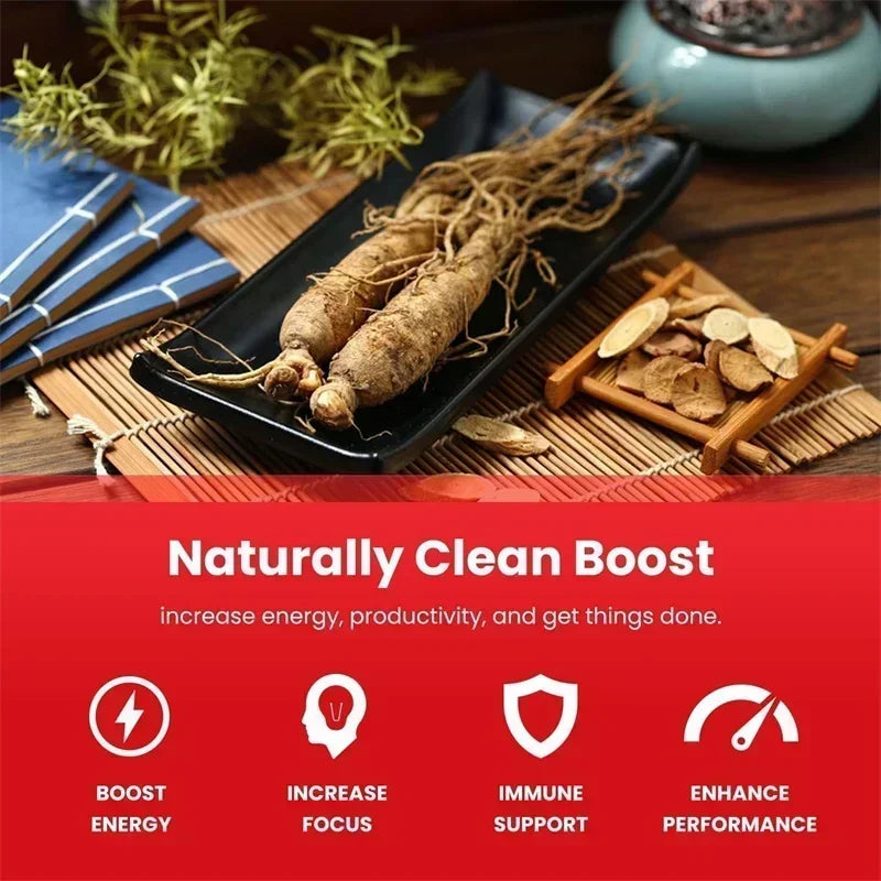 Korean Red Ginseng Supplement - Boosts Energy Production, Relieves Stress - 120pcs