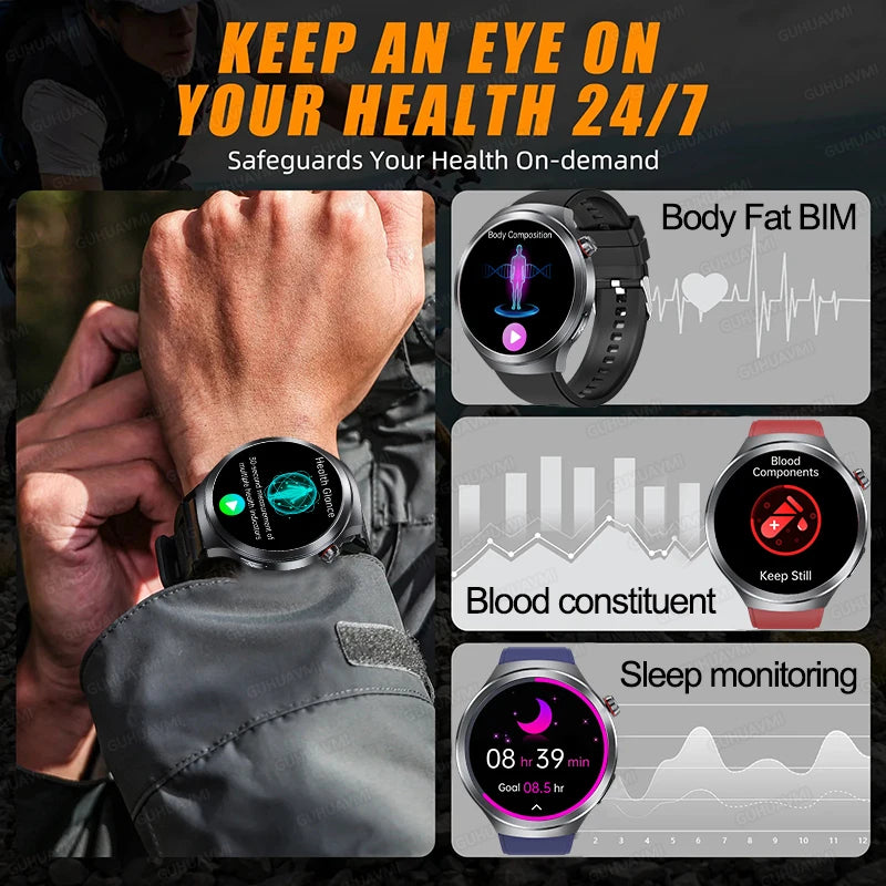 New For Health ECG+PPG Smart Watch Lipids Uric acid Blood Pressure Health 100+Sport HD Bluetooth