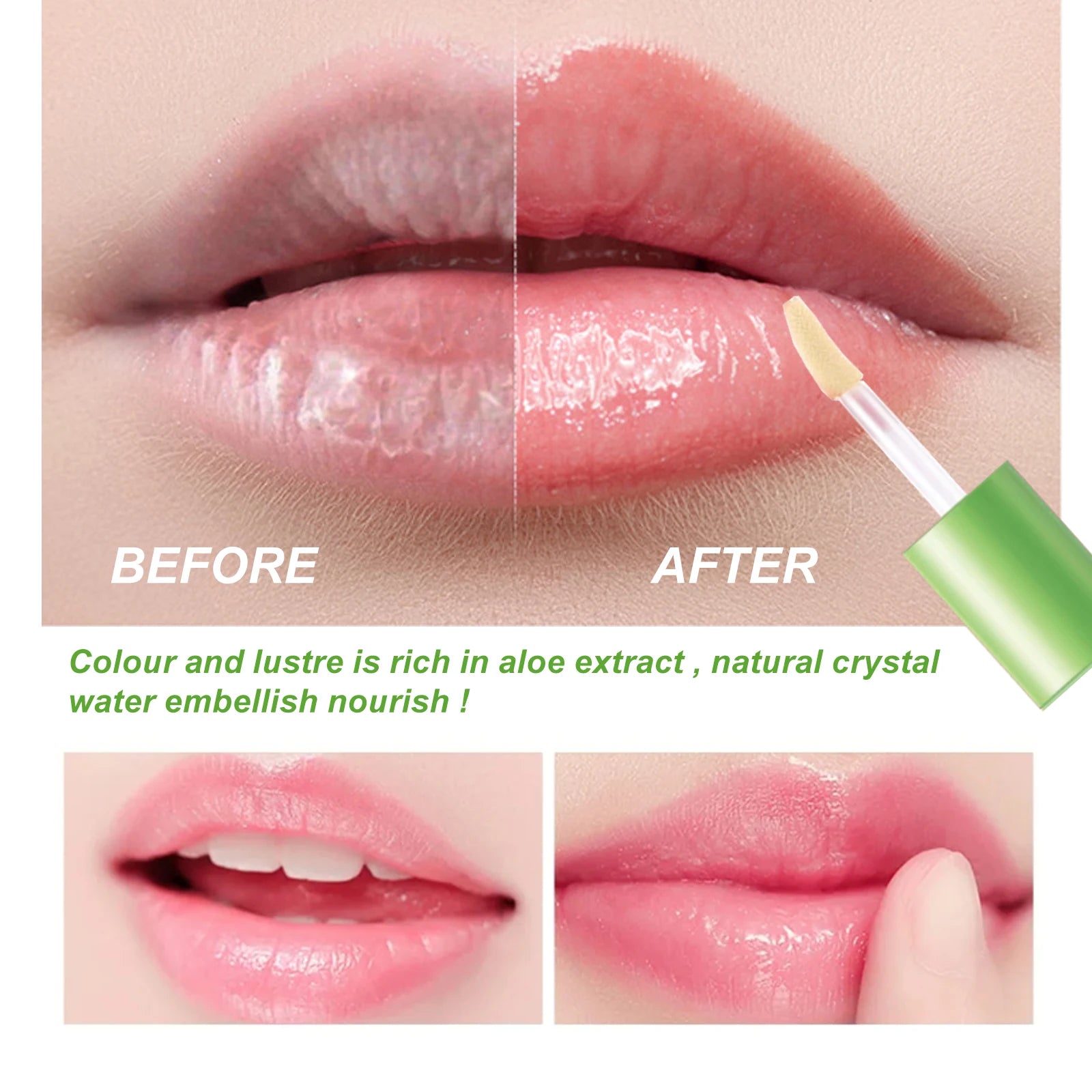 Lip gloss Moisturizing Natural Aloe Essence Lip Gloss Color Portable Waterproof Long Lasting Lips Care Lipstick